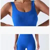 Aktiva skjortor Kvinnor träning sömlös jumpsuit yoga ribbade en bit ingen ärm Leggings romper fyrkantiga nacke bodycon mage kontroll sexig