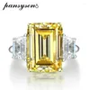 Clusterringen Panysen Vintage 925 Sterling Silver 10x14mm Emerald Cut Ruby Citrine Geboortegeboortegeboortesfeest Fijne sieraden Paar Ring