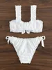 Schiffy Knot Front Tie Side Bikinis 2024 White Baddräkt Kvinnor Badkläder Kvinnliga Sexiga badare Baddar Bad Swim Swim Sude Beachwear 240507