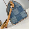Qualitätsdesigner-Tasche Blue Denim Checkgröße 25 Handtaschen Zwei-Ton-Muster-Reisetaschen Leder Griff Boston Bags Gold Hardware Reißverschluss Langhalter Gurt Umhängetaschen