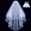 Bridal Veils Short Tule Two Lays with Comb White Ivory Veil voor bruid huwelijksbedrijfaccessoires