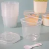 Cuilles jetables Paies 10 ensembles en plastique transparent avec couvercle et cuillère pour pudding Dessert réutilisable d'emballage alimentaire tasse de boissons froides appropriées