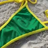 Women's Swimwear Sexy Green Halter Mini Micro Thong Bikini Female Swimsuit Women Two-pieces Set Bather Bathing Suit Swim 2024