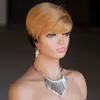 Pixie Cut Wig Heuvraines Blonde Blonde courte Machine faite pour les femmes noires Broites Naturel Straitement Clour-Gernaux Pixie Pinie avec Bang Bang Ombra 1B / 27 #