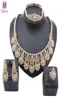 Dubai Gold Color Crystal S Sieraden Sets Nigeriaanse bruiloft ketting Jewellry set hele armband oorrangring set3571537