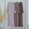 Robe des vêtements ethniques sous Abaya Robes de glissement longs intérieures Slevés Flare Muslim pour femmes Dubaï Luxury Turquie Islamic Kaftan Hijab Robe