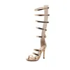 Boots 2024 Brand Rivet Summer Knee High For Women Fashion Show Super Thin Heels Shoes Sandal