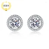 Pendientes de semental Jecircon Moissanite europeo y americano para mujeres 1 quilates redondo diamante brillante 925 joyero de oreja de plata esterlina