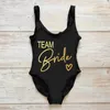 Swimsuits Woman Green Print Love Team Bruid Onepiece Swimsuit Bikini Swimini Swimwear Women Maillots de Bain Femmes Bathing Suit 240508