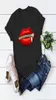 2020 Women039s Casual Sequins Red Lip TShirt Cotton Short Sleeve Tops TShirts Vintage Creativity zipper Lips TShirt84332902401302