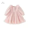 Sukienki dla dziewczyn Dave Bella Princess Dress Girl and Childrens 2024 Spring Festival Noble Charm Sweet and Cute Mesh Pink Fashion Party DB1247862L240508