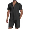 2024 İlkbahar/Yaz Çapraz Sınır Yeni Avrupa ve Amerikalı Erkek Giyim Amazon Set Kısa Kollu Keten Gömlek Erkekler için