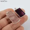 Colares pendentes Borosa Gems Stone for Women Colar Amethysts Slice Rose Cristal Chain Actings Quarzt Druzy Charms Acessórios de joias