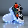 LED -ljusskor pojkar mesh yta andningsbar USB laddar ljusa ljusskor flickor avslappnade sneakers student löpskor mode 240506