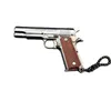 Mini Collection Alloy Guns Toys Wood Handle Light Silver 1911 Pistol Gun Keychain Löstagbara händer Fidget Toy Portable Car Keyring 046