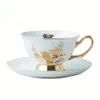 1 Ensemble de tasse de thé en céramique pastorale élégante avec soucoupe et cuillère 676 oz de tasse de thé en porcelaine Espresso 240508
