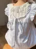 Swobodne sukienki japońska urocza luźna sukienka Kobiety Summer cienki artystyczna w paski lolita bajka kobieta pierwsza miłość pur biały słodki 2024