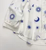 2024 New White Linen Blended Star Moon Embroidered Loose Shirt
