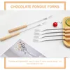 Geschirrsets 6 PCs Schokoladen Fondue Fork -Werkzeuge exquisite Gabeln Eis Obst Edelstahl Holzgriff Käse