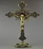 Exquisite Chinese Old Copper Jesus On Cross Stand For Redemption Special Statue9106963