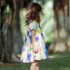 Flickas klänningar amila baby flicka klänning 2023 sommar ny 100% bomull söt fransk romantisk monet oljemålning stil klänning barn kläder 0-6yl2405