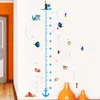 Autocollants muraux Mesure de hauteur de poisson coloré pour les enfants pour enfants décor de maison dessin animé de croissance animale décalcomanies Adhésif Murale