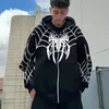 Y2K Emo Women Streetwear Hoodie Spider Web Zip Up Hoodies Grunge Felpa di grandi dimensioni Gothic Harajuku Men Jackets vestiti 240428