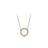 Chains 925 Sterling Silver Pan Necklace Accented Circular Hearts Of Collier Pendant For Women Wedding Gift Fine Jewelry