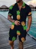 Tropical Fruit Wzór 3D Zestaw Męki Męski STUTUS Summer Polo Shirt Shorts 2PCS