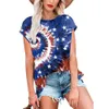 2024 Neues Designer Womens Casual T-Shirt Wear American Lady Printed V-Ausschnitt mit kurzem Ärmel T-Shirt Top für Frauen