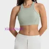 Designer Tops Sexy LUL Women Yoga Underwear Vertical Rib 20 High Neck Elastic Skincare Sports with Chest Cushion Strength Shockproof and Upholding