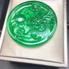 Decorative Figurines Admirable Green Jade Circular Pendant Amulet Dragon Talisman Chinese Zodiac For Years Person