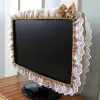 Covers Lace Fabric Computer Frame Cover Monitor Screen Dust Cover with Elastic Pen Pocket Bow