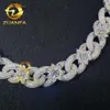 Anpassad 18mm Sier White Gold Plated Iced Out Hip Hop VVS1 Lab Moissanite Diamond Flower Miami Cuban Link Chain Men