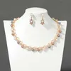 Collier de boucles d'oreilles Bijoux de mariée Imitation Perle Perle Collier en cristal artificiel Accessoires de fête J240508