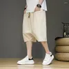 Мужские шорты в китайском стиле мужчины 2024 Летние хлопковые брюки с низким содержанием промежности Harem High Street Vintage
