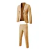 Erkekler Suits Blazers 1 Set Ceket Pantolon Tek Göğüs İlkbahar ve Sonbahar İnce Fit düğmeleri Düğün resmi Q240507