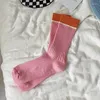 Frauen Socken Baumwolle Ins Sport Relaxation Ventilate Designer Herbst Winter Kawaii Harajuku Weiß Süßigkeitenfarbe Joint Süßes