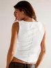 Frauen Tanks Rippen Slim White Crop Top Frauen dehnbar gestrickte ärmellose Patchwork Elegante Bluse Streetwear Korsett