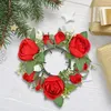Decorative Flowers Candle Ring Artificial Wreath Floral Arrangement Greenery Rose For Living Room Home Door Table Easter