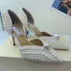 JC Jimmynessity Choo Designer Baotou Baotou Commuter Explosif White Fashion Wedding Shoes élégantes et extravagantes Blogger de la mode Star Les mêmes dames talons Em Eiy5