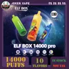 9K Puff pro ELF BOX 14000 Puffs pro Original Disposable E Cigarettes 1.0ohm Mesh Coil 25ml Pod Battery Rechargeable Electronic Cigs Disposable Vape Bar