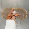 Óculos de sol Grass piloto de grandes dimensões Mulheres para fêmeas de luxo designer de marca Sun Glasses vintage Big Frame One Piece Diamond Crystal Shades J240508