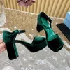 Velvet Peep Toe Platform Sandals Femmes chaussures boucle boucle boucle