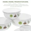 Mugs 5 Pcs Soup Bowl Enamel Preservation Fruit Decorative Bowls Container Deep Food Storage Lidded Baby