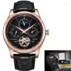 Montre-bracelettes Lige Luxury Fashion Man Retro Watch Automatic Mechanical Watchs Tourbillon Horloge en cuir STRAP IMAPPORPO