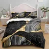 Sängkläder sätter abstrakt svart guld marmor täcke täcke set kuddar gröna tvilling drottning kung storlek sängkläder set nordisk lyxdesigner quilt cover j240507