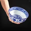 Becher Blau weiße Porzellanschüssel Nudel kompaktes Essen Udon Ramen Nudeln Japanische Suppenschalen Küchenwerkzeug