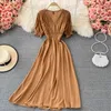 Casual Dresses Summer Sexy Red Maxi Beach Holiday Long Dress Woman Short Sleeve Vintage V Neck Party For Women Elegant Vestidos
