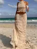 Damen zweisteuelhafte Sommerkleidersets Urlaub Strand Cover-ups ärmellose Raucherhalter Cami Tops und langer Rockset Beachwear 240416